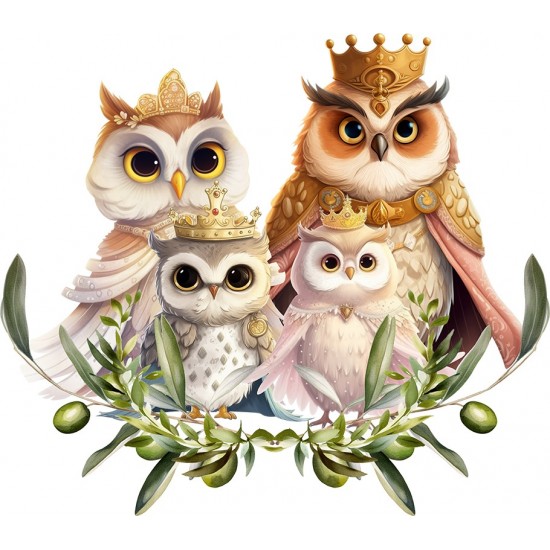 Sticker decorativ, Familia Regal Bufnita, Multicolor, 68 cm, 1295STK