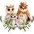 Sticker decorativ, Familia Regal Bufnita, Multicolor, 68 cm, 1295STK