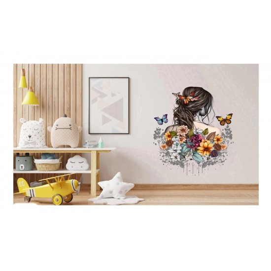 Sticker decorativ, Fata, Fluturi si Flori, Multicolor, 70 cm, 1208STK-4 Sticker decorativ, Fata, Fluturi si Flori, Multicolor, 70 cm, 1208STK-4