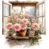 Sticker decorativ, Flori Crizanteme, Roz, 66 cm, 1363STK-1