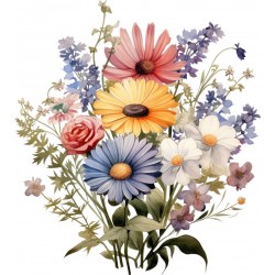 Sticker decorativ, Flori Salbatice, Verde, 66 cm, 1319STK-9