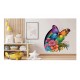 Sticker decorativ, Fluture, Curcubeu si Flori, Multicolor, 68 cm, 1210STK-1