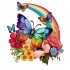 Sticker decorativ, Fluture, Curcubeu si Flori, Multicolor, 68 cm, 1210STK-3