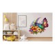 Sticker decorativ, Fluture, Curcubeu si Flori, Multicolor, 68 cm, 1210STK-4