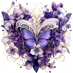 Sticker decorativ Fluture, Mov, 61 cm, 1316STK-2