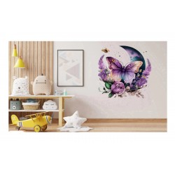 Sticker decorativ, Fluture, Mov, 62 cm, 1272STK-3