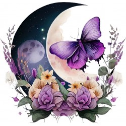 Sticker decorativ, Fluture, Mov, 62 cm, 1272STK-4