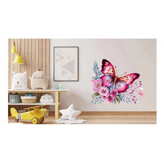 Sticker decorativ, Fluture, Roz, 69 cm, 1209STK-3