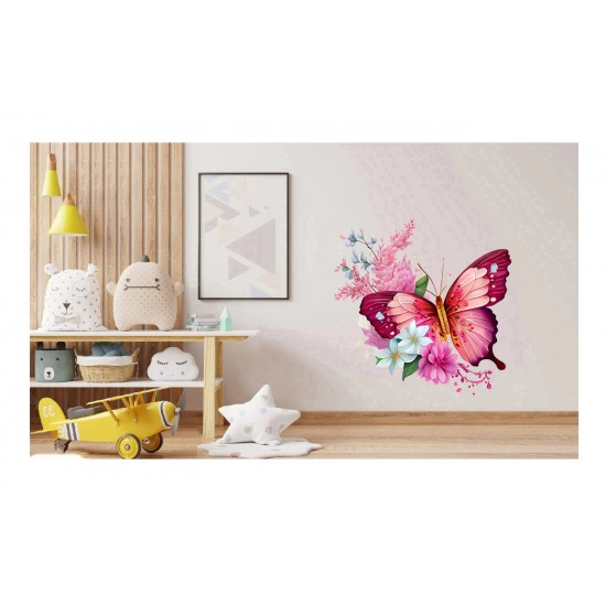 Sticker decorativ, Fluture, Roz, 69 cm, 1209STK-4