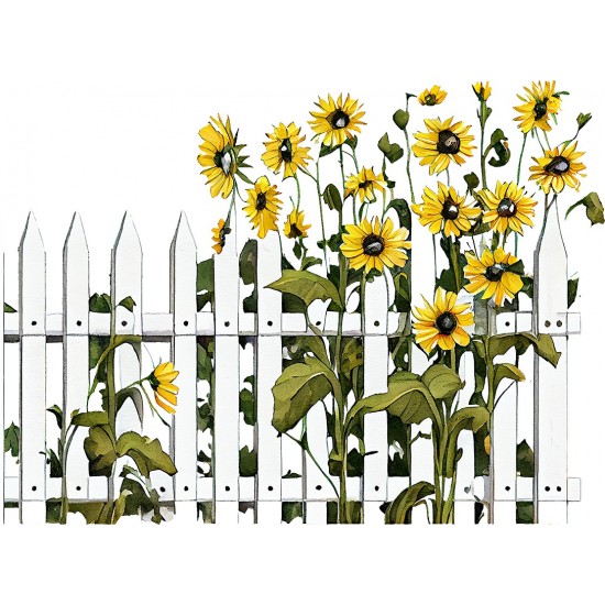 Sticker decorativ, Gard cu Flori, Galben, 80 cm, 1261STK-3