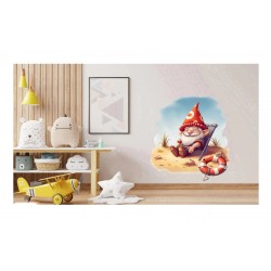 Sticker decorativ, Gnom Fericit, Rosu, 66 cm, 1247STK