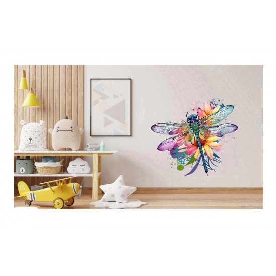 Sticker decorativ, Libelula, Albastru, 62 cm, 1206STK-3