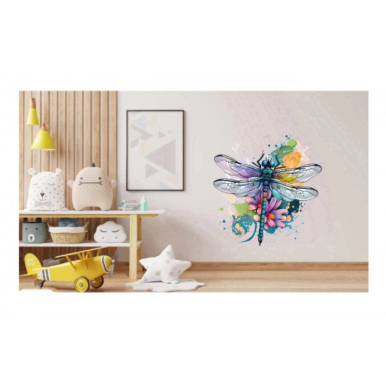 Sticker decorativ, Libelula, Albastru, 62 cm, 1206STK