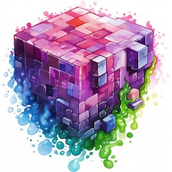 Sticker decorativ, Minecraft, Roz, 1376STK-5