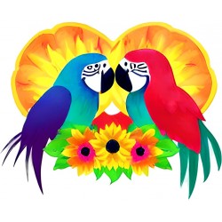 Sticker decorativ, Papagali, Multicolor, 73 cm, 1243STK