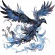 Sticker decorativ, Pasarea Phoenix, Albastru, 60 cm, 1323STK-3