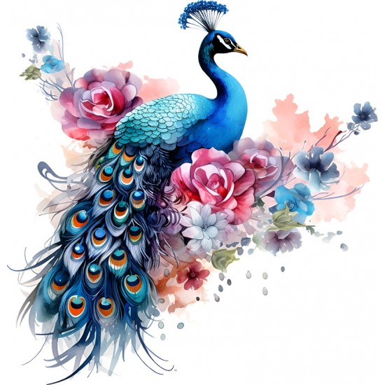Sticker decorativ, Paun, Albastru, 62 cm, 1345STK Sticker decorativ, Paun, Albastru, 62 cm, 1345STK