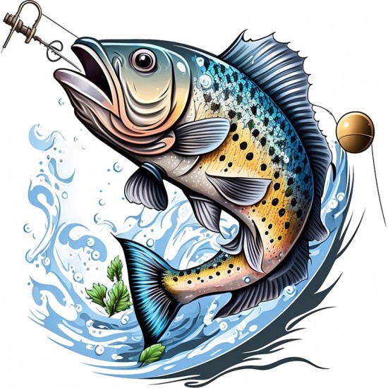 Sticker decorativ, Peste, Albastru, 60 cm, 1273STK-2 Sticker decorativ, Peste, Albastru, 60 cm, 1273STK-2