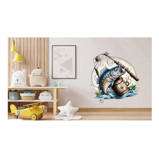Sticker decorativ, Peste, Albastru, 66 cm, 1273STK-5