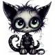 Sticker decorativ, Pisica, Negru, 1366STK-9