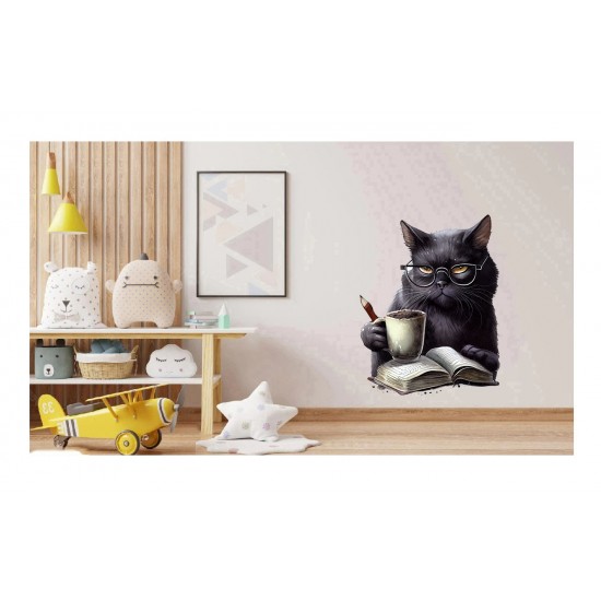 Sticker decorativ, Pisica, Negru, 71 cm, 1258STK-3