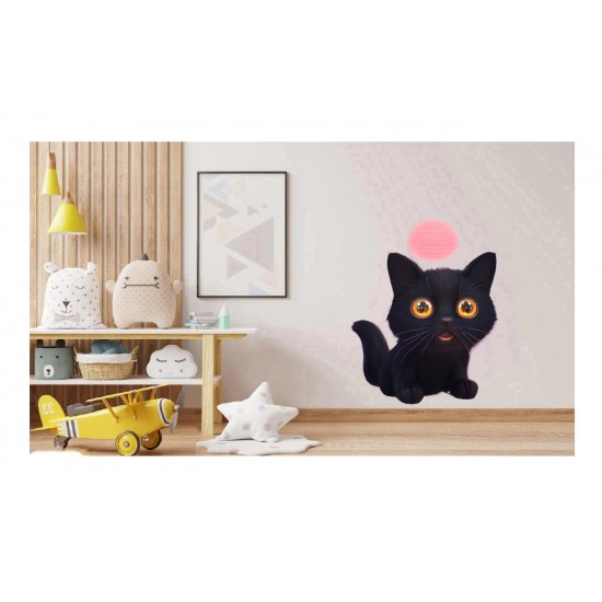 Sticker decorativ, Pisica, Negru, 76 cm, 1254STK