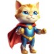Sticker decorativ, Pisica Supererou, Albastru, 82 cm, 1318STK-3