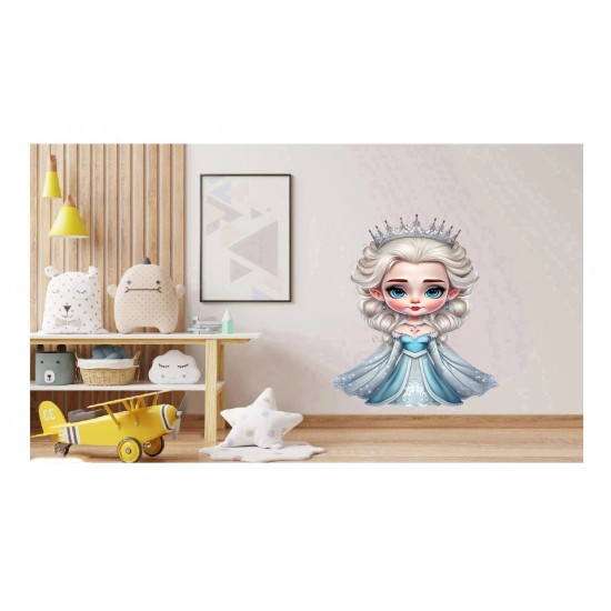 Sticker decorativ, Printesa Elsa, Albastru, 80 cm, 1269STK-2