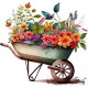 Sticker decorativ, Roaba cu Flori, Multicolor, 62 cm, 1261STK-4