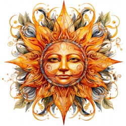 Sticker decorativ, Soare, Portocaliu, 62 cm, 1328STK-4