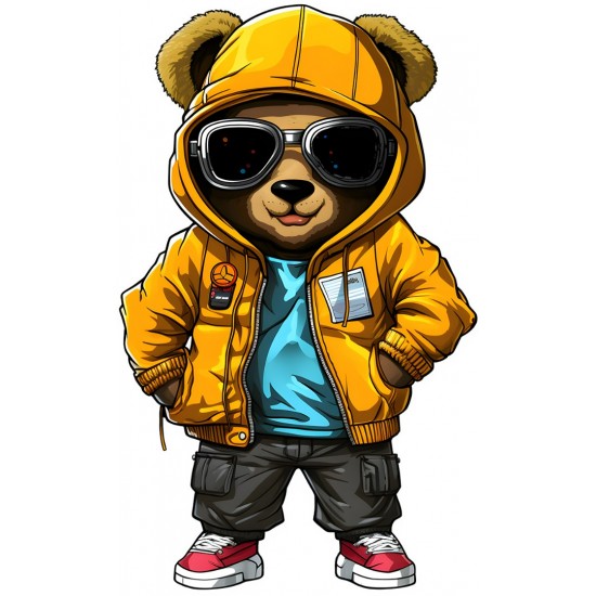 Sticker decorativ, Teddy Hip Hop, Galben, 90 cm, 1332STK