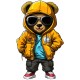 Sticker decorativ, Teddy Hip Hop, Galben, 90 cm, 1332STK
