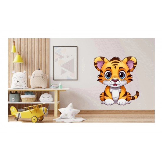 Sticker decorativ, Tigru, Portocaliu, 70 cm, 1293STK-6 Sticker decorativ, Tigru, Portocaliu, 70 cm, 1293STK-6