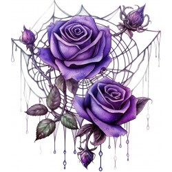 Sticker decorativ, Trandafiri, Mov, 68 cm, 1343STK-3