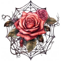 Sticker decorativ, Trandafiri, Rosu, 62 cm, 1343STK-15