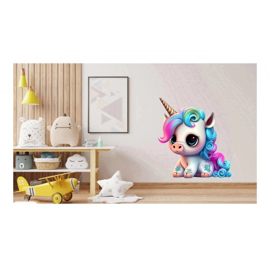 Sticker decorativ, Unicorn, Multicolor, 75 cm, 1202STK-4