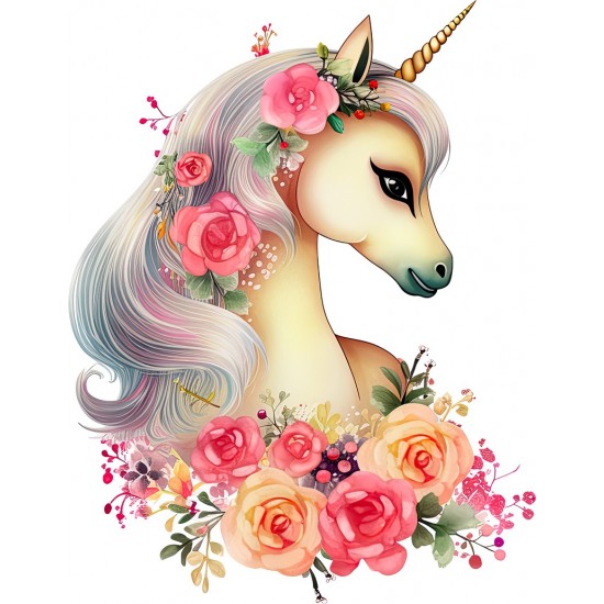 Sticker decorativ, Unicorn, Portocaliu, 77 cm, 1287STK-1