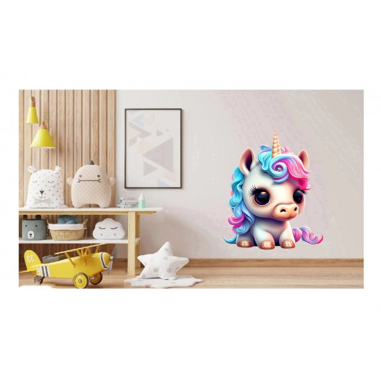 Sticker decorativ, Unicorn, Roz, 75 cm, 1202STK-6