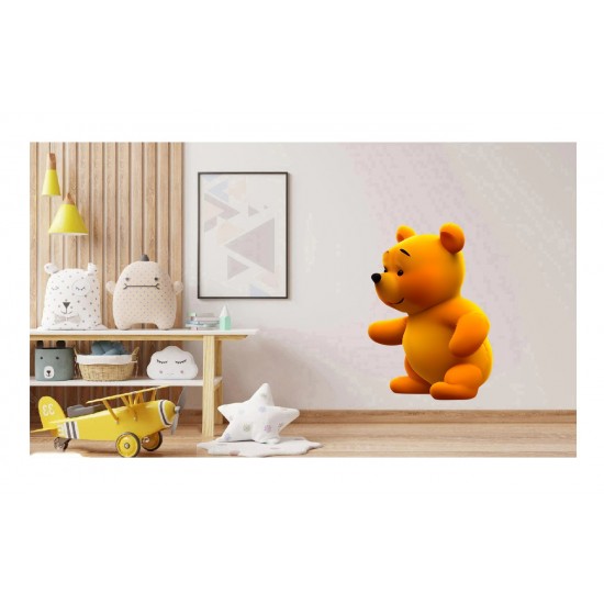 Sticker decorativ, Ursul Winnie the Pooh, Galben, 85 cm, 1228STK