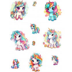 Sticker decorativ Waterproof cu Unicorni,  82x60 cm, 1314STK