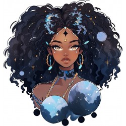 Sticker decorativ, Zodiac Varsator, Albastru, 1377STK
